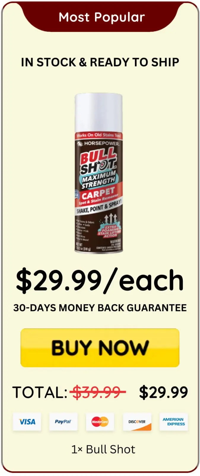 Bull Shot package price